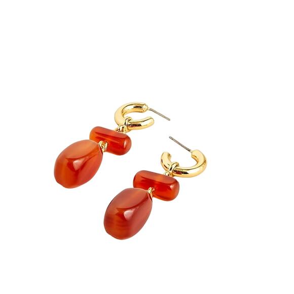 NWT J. Crew Vibrant Red Semiprecious Stone Drop Earrings - Sold Separately - Picture 1 of 10